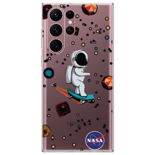 Samsung S22 Ultra Astronaut with skateboard Transparent Silicone TPU Θήκη