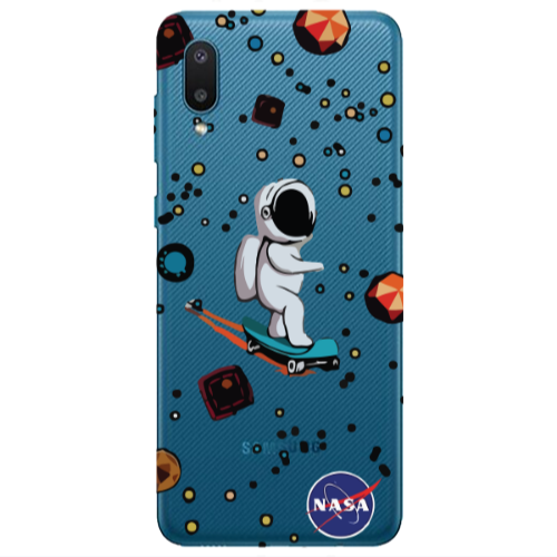 Samsung A02 Astronaut with skateboard Transparent Silicone TPU Θήκη