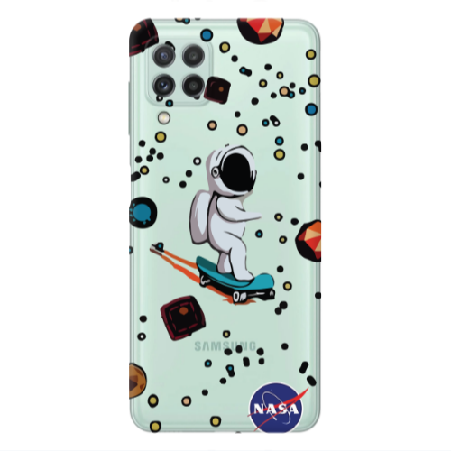 Samsung A22 4G Astronaut with skateboard Transparent Silicone TPU Θήκη
