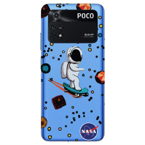 Xiaomi Poco M4 Pro 4G Astronaut with skateboard Transparent Silicone TPU Θήκη