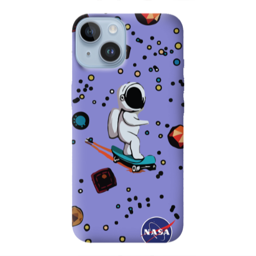 Apple iPhone 14  Astronaut with skateboard Purple Colored Silicone TPU Θήκη