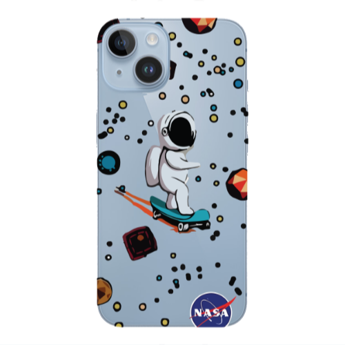 Apple iPhone 14  Astronaut with skateboard Transparent Silicone TPU Θήκη