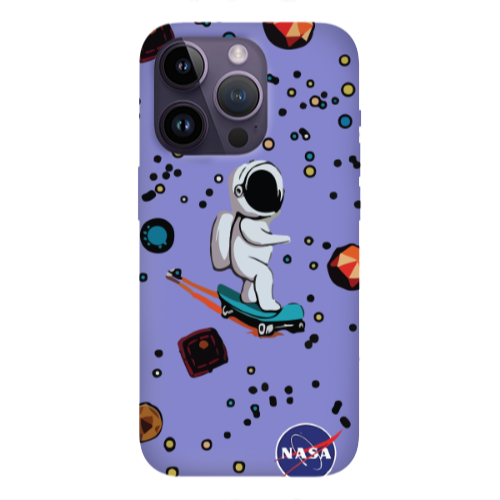 Apple iPhone 14 Pro  Astronaut with skateboard Purple Colored Silicone TPU Θήκη