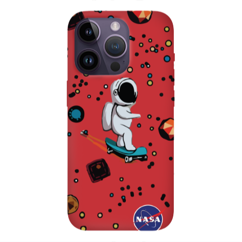 Apple iPhone 14 Pro Max Astronaut with skateboard Red Colored Silicone TPU Θήκη