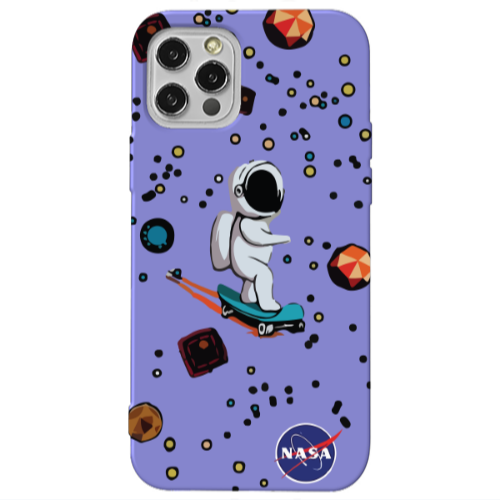 Apple iPhone 13 Pro Astronaut with skateboard Purple Colored Silicone TPU Θήκη