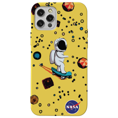 Apple iPhone 13 Pro Astronaut with skateboard Yellow Colored Silicone TPU Θήκη