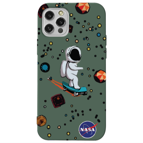 Apple iPhone 12 Pro Astronaut with skateboard Dark Green Colored Silicone TPU Θήκη