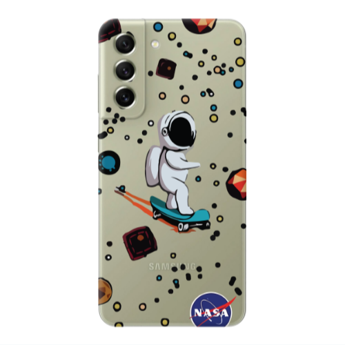 Samsung S21 PLUS Astronaut with skateboard Transparent Silicone TPU Θήκη