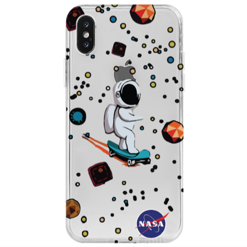 Apple iPhone Xs Max Astronaut with skateboard Transparent Silicone TPU Θήκη