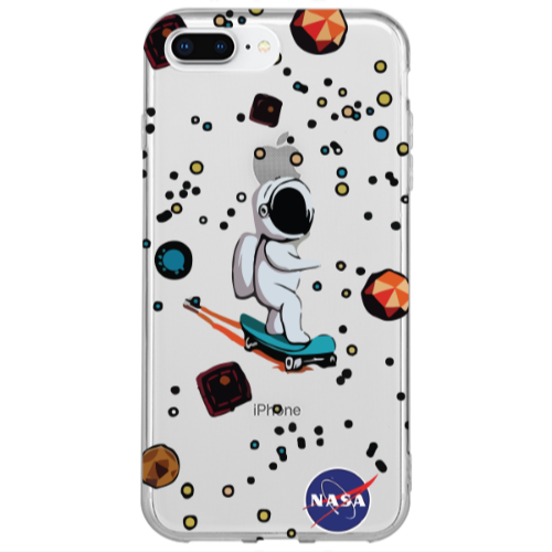 Apple iPhone 7 Plus Astronaut with skateboard Transparent Silicone TPU Θήκη