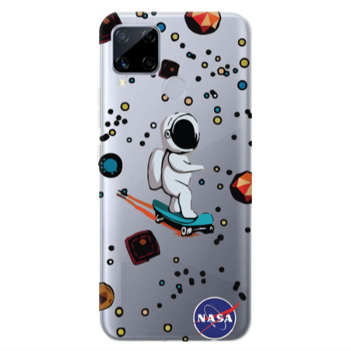 Realme C25S Astronaut with skateboard Transparent Silicone TPU Θήκη