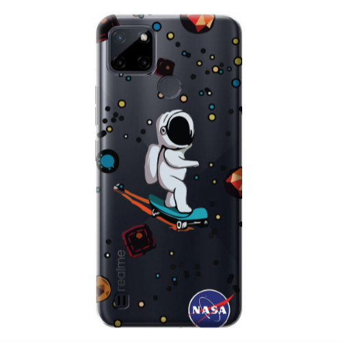 Realme C25Y Astronaut with skateboard Transparent Silicone TPU Θήκη
