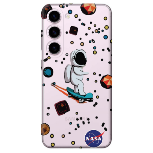 Samsung S23 Astronaut with skateboard Transparent Silicone TPU Θήκη