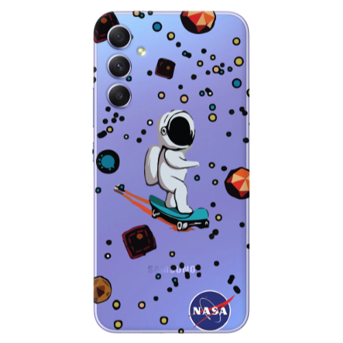 Samsung A34 Astronaut with skateboard Transparent Silicone TPU Θήκη