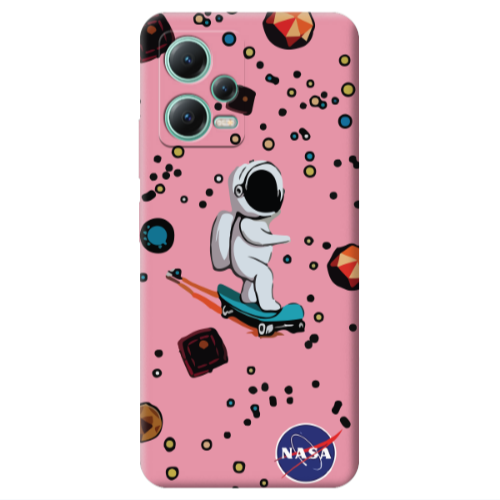 Xiaomi Redmi Note 12 Pro 5G Astronaut with skateboard Pink Colored Silicone TPU Θήκη