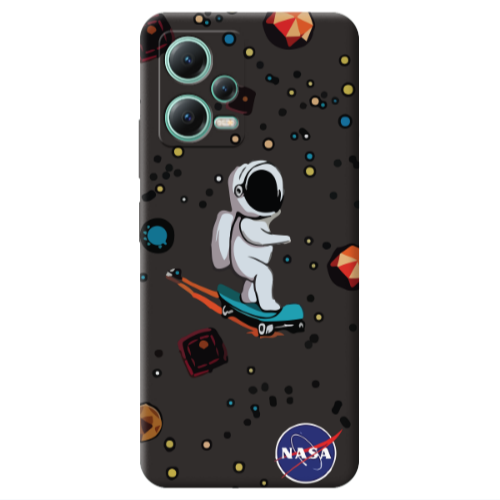 Xiaomi Redmi Note 12 Pro 5G Astronaut with skateboard Black Colored Silicone TPU Θήκη
