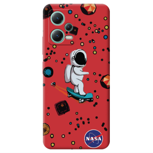 Xiaomi Redmi Note 12 Pro 5G Astronaut with skateboard Red Colored Silicone TPU Θήκη