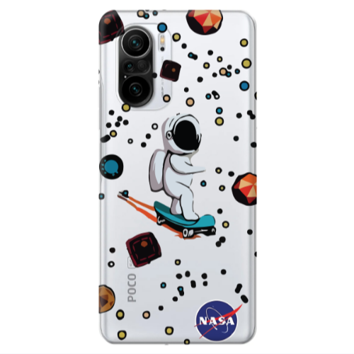 Xiaomi Poco F3 Astronaut with skateboard Transparent Silicone TPU Θήκη