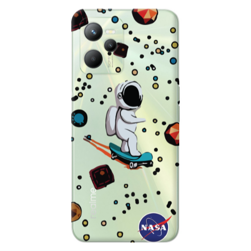 Realme C35 Astronaut with skateboard Transparent Silicone TPU Θήκη