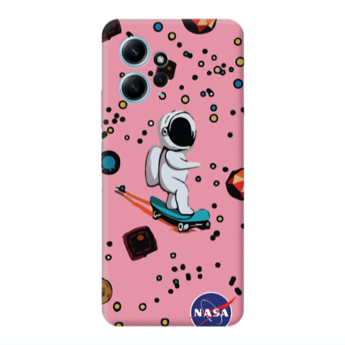 Xiaomi Redmi Note 12 4G Astronaut with skateboard Pink Colored Silicone TPU Θήκη