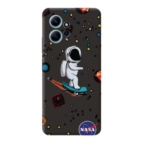 Xiaomi Redmi Note 12 4G Astronaut with skateboard Black Colored Silicone TPU Θήκη