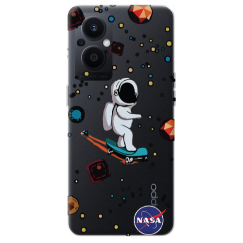 Oppo Reno 7 Lite Astronaut with skateboard Transparent Silicone TPU Θήκη