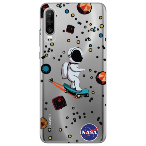 Huawei P30 Astronaut with skateboard Transparent Silicone TPU Θήκη