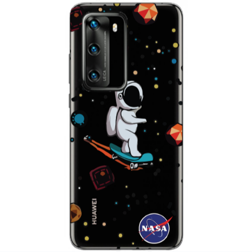 Huawei P40 Astronaut with skateboard Transparent Silicone TPU Θήκη