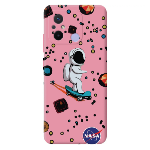 Xiaomi Redmi 12C Astronaut with skateboard Pink Colored Silicone TPU Θήκη