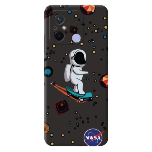 Xiaomi Redmi 12C Astronaut with skateboard Black Colored Silicone TPU Θήκη