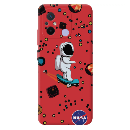 Xiaomi Redmi 12C Astronaut with skateboard Red Colored Silicone TPU Θήκη