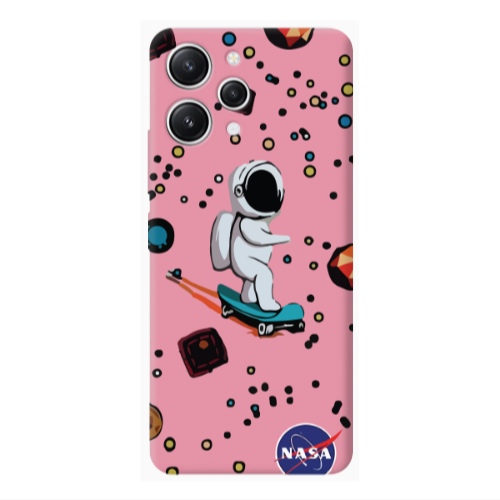 Xiaomi Redmi 12 Astronaut with skateboard Pink Colored Silicone TPU Θήκη