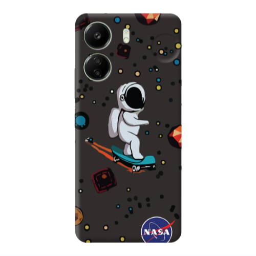 Xiaomi Redmi 13C Astronaut with skateboard Black Colored Silicone TPU Θήκη