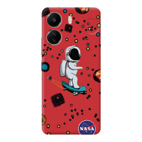 Xiaomi Redmi 13C Astronaut with skateboard Red Colored Silicone TPU Θήκη