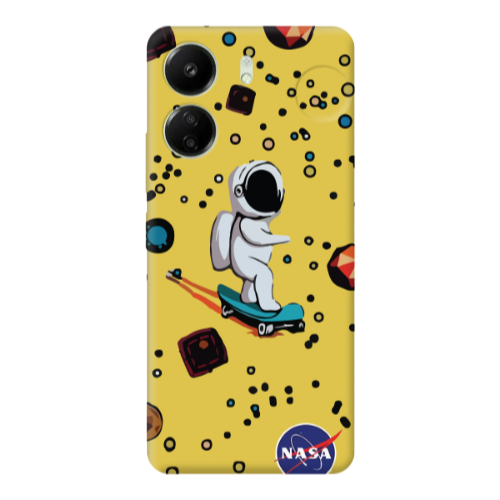 Xiaomi Redmi 13C Astronaut with skateboard Yellow Colored Silicone TPU Θήκη