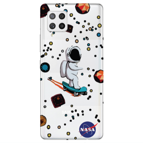 Samsung A42 5G Astronaut with skateboard Transparent Silicone TPU Θήκη