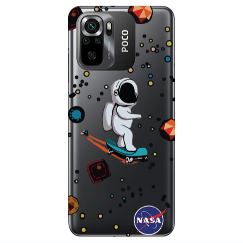 Xiaomi Poco M5 s Astronaut with skateboard Transparent Silicone TPU Θήκη