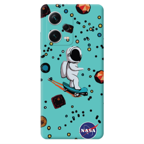 Xiaomi Poco X5 Astronaut with skateboard Turquoise Colored Silicone TPU Θήκη