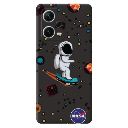 Xiaomi Poco X5 Astronaut with skateboard Black Colored Silicone TPU Θήκη