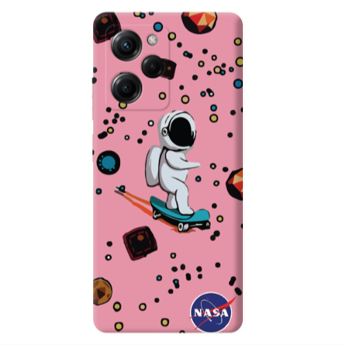 Xiaomi Poco X5 Pro Astronaut with skateboard Pink Colored Silicone TPU Θήκη