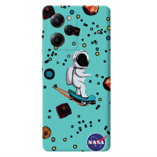 Xiaomi Poco X5 Pro Astronaut with skateboard Turquoise Colored Silicone TPU Θήκη