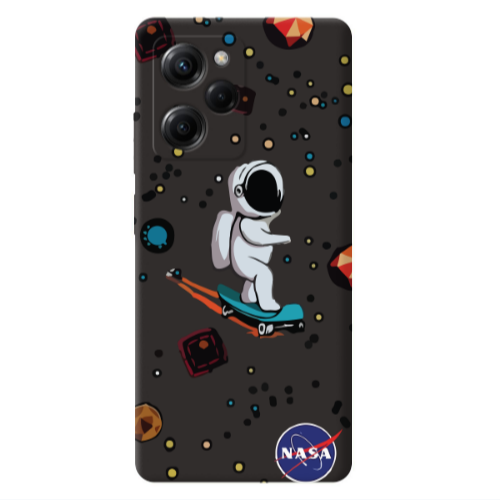 Xiaomi Poco X5 Pro Astronaut with skateboard Black Colored Silicone TPU Θήκη