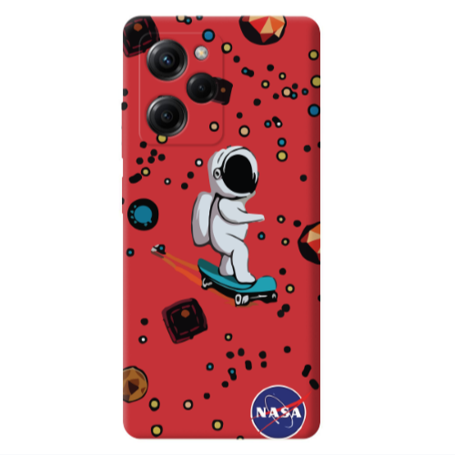 Xiaomi Poco X5 Pro Astronaut with skateboard Red Colored Silicone TPU Θήκη