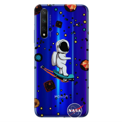Huawei Nova 5 T Astronaut with skateboard Transparent Silicone TPU Θήκη