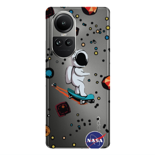 Oppo Reno10 5G Astronaut with skateboard Transparent Silicone TPU Θήκη