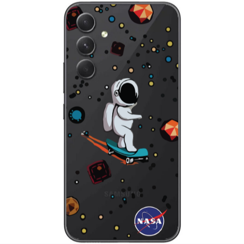 Samsung Galaxy A25 Astronaut with skateboard Transparent Silicone TPU Θήκη