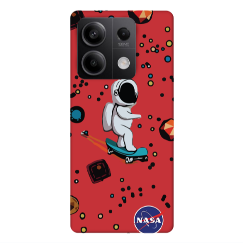 Xiaomi Redmi Note 13 5G Astronaut with skateboard Red Colored Silicone TPU Θήκη