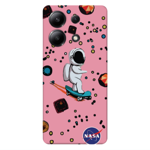 Xiaomi Redmi Note 13 4G Astronaut with skateboard Pink Colored Silicone TPU Θήκη