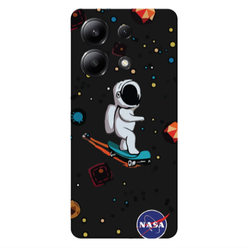 Xiaomi Redmi Note 13 4G Astronaut with skateboard Black Colored Silicone TPU Θήκη