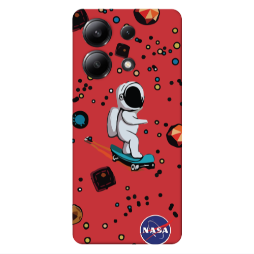 Xiaomi Redmi Note 13 4G Astronaut with skateboard Red Colored Silicone TPU Θήκη